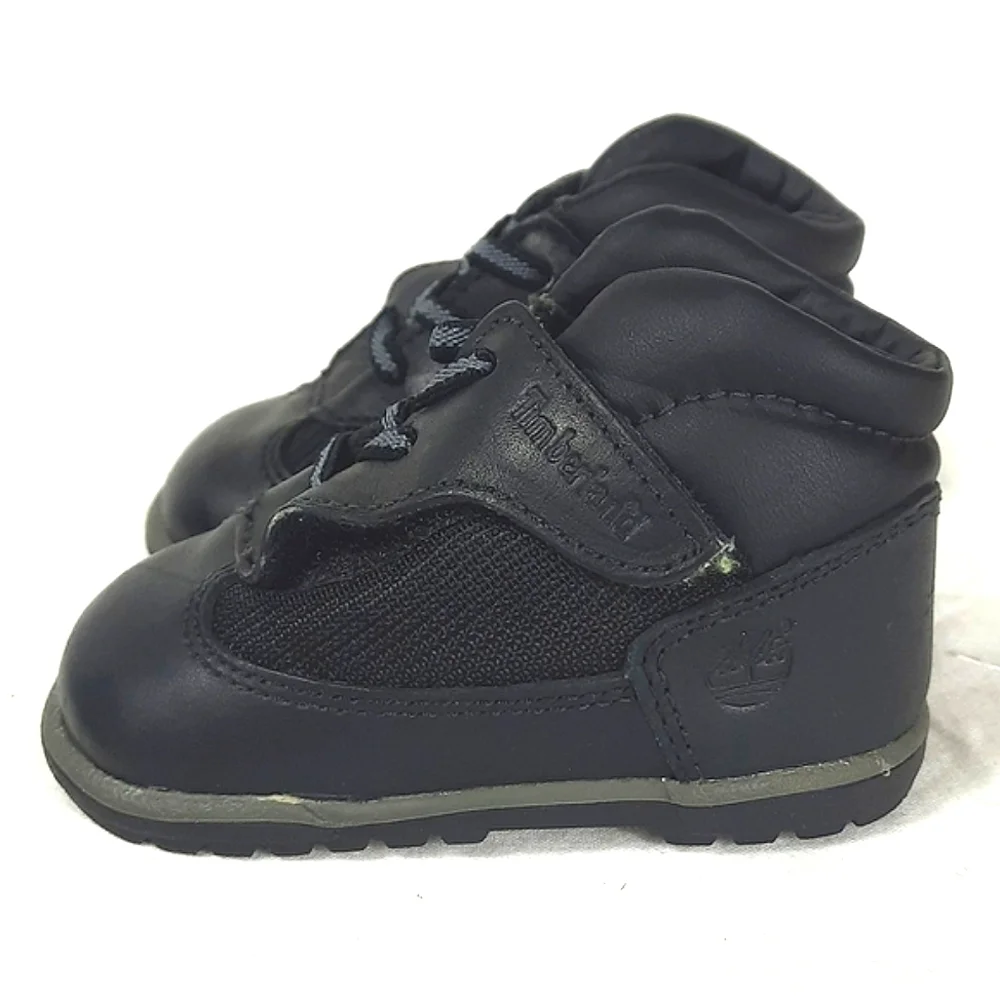 Timberland Baby Hightop Shoes Boots Sneakers Size 3 Black Leather Toddler
